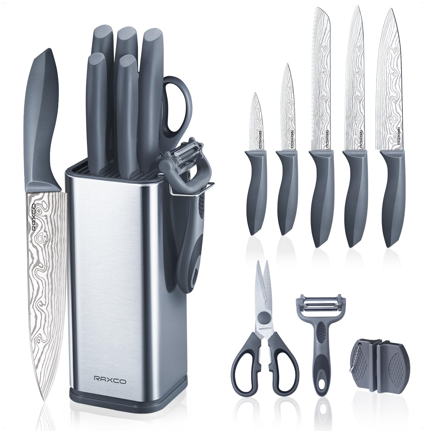 Amazon.com: RAXCO 10-Piece Kitchen Knife Set | Stainless Steel